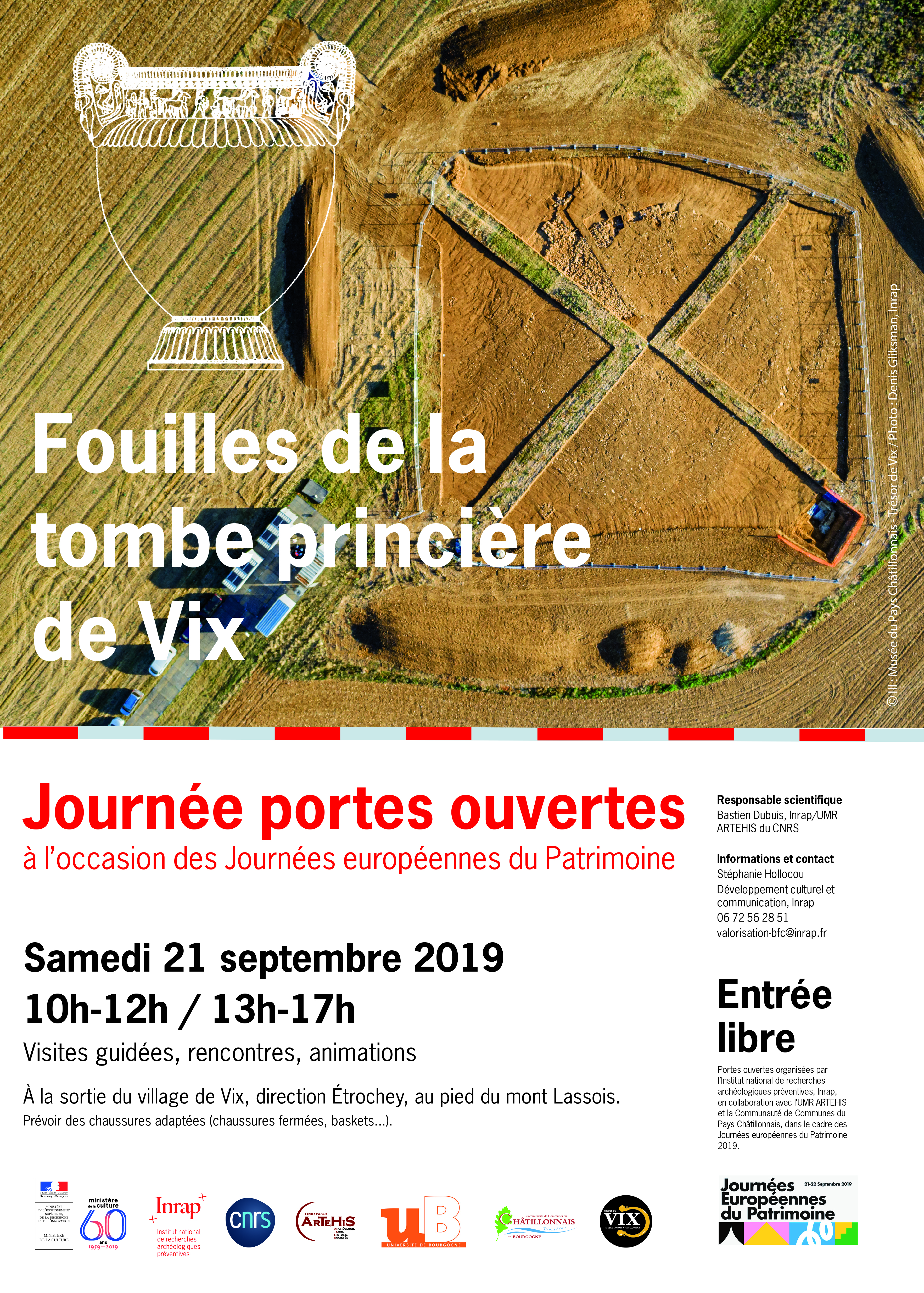 Affiche portes ouvertes Inrap site fouilles tumulus Vix